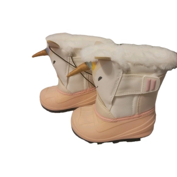 Cat & Jack Light Pink & White Frankie Unicorn Toddlers Winter Boots sz 5 - Picture 2 of 13